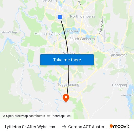 Lyttleton Cr After Wybalena Gr to Gordon ACT Australia map