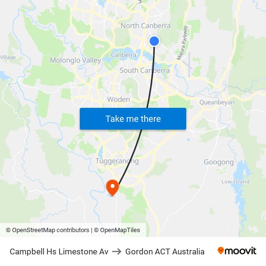 Campbell Hs Limestone Av to Gordon ACT Australia map