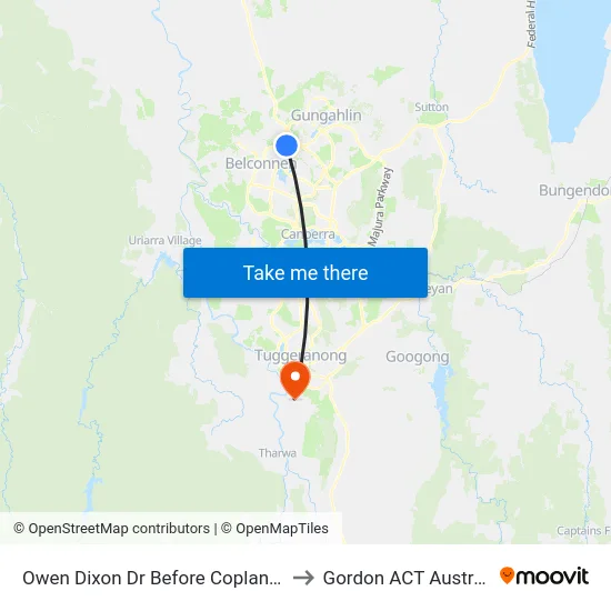 Owen Dixon Dr Before Copland Dr to Gordon ACT Australia map