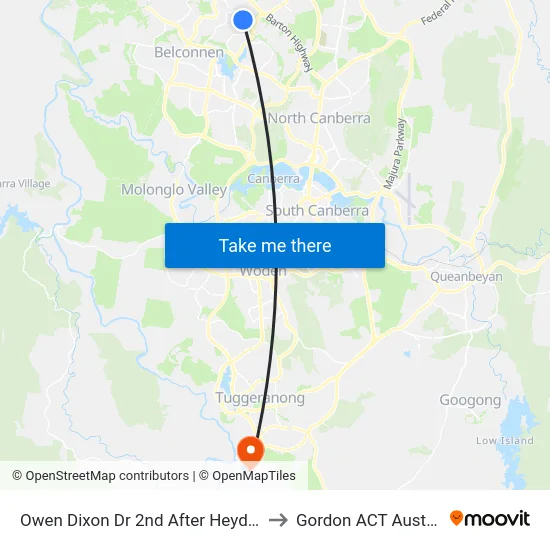Owen Dixon Dr 2nd After Heydon Cr to Gordon ACT Australia map