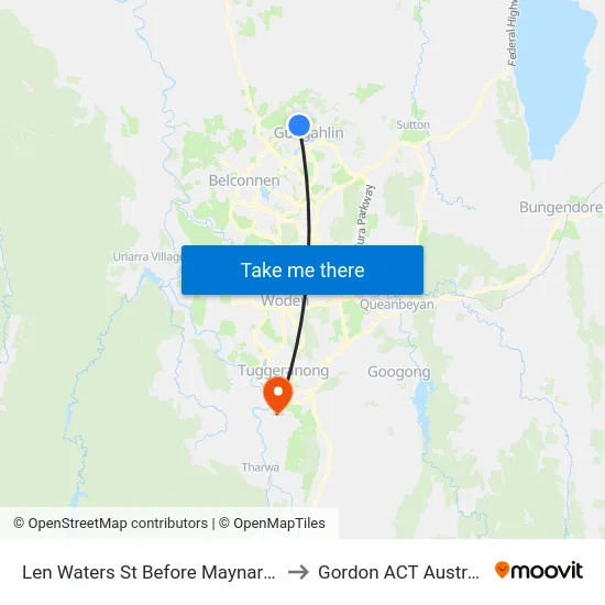 Len Waters St Before Maynard St to Gordon ACT Australia map