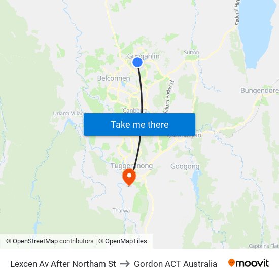 Lexcen Av After Northam St to Gordon ACT Australia map