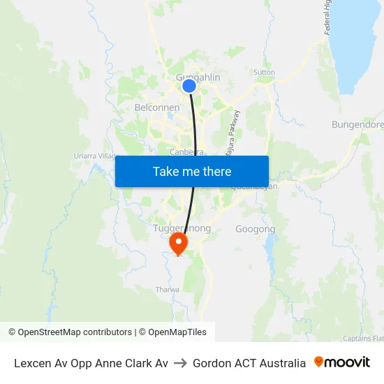 Lexcen Av Opp Anne Clark Av to Gordon ACT Australia map
