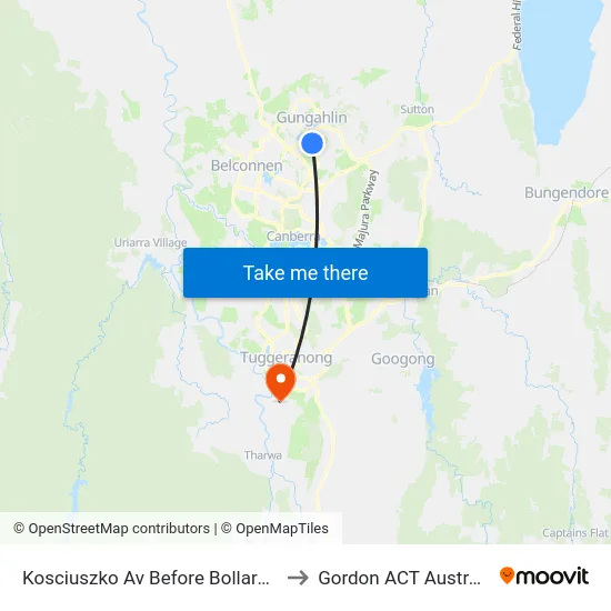 Kosciuszko Av Before Bollard St to Gordon ACT Australia map
