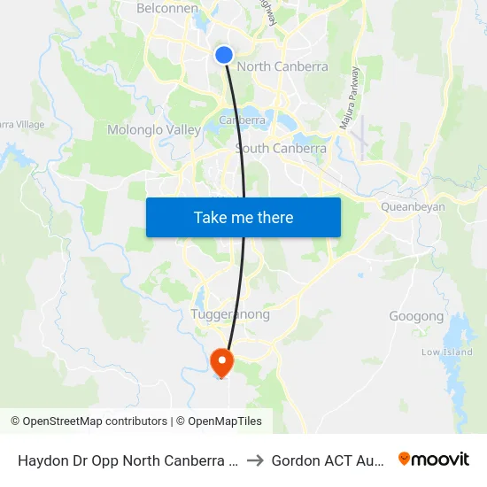Haydon Dr Opp North Canberra Hospital to Gordon ACT Australia map