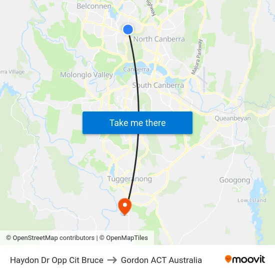 Haydon Dr Opp Cit Bruce to Gordon ACT Australia map
