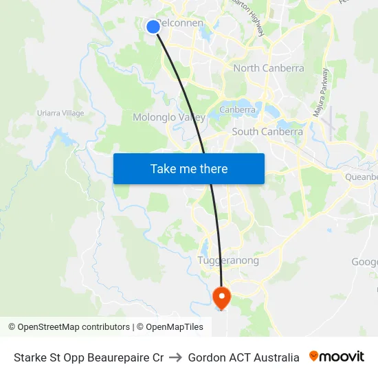 Starke St Opp Beaurepaire Cr to Gordon ACT Australia map
