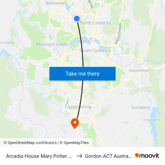 Arcadia House Mary Potter Cct to Gordon ACT Australia map