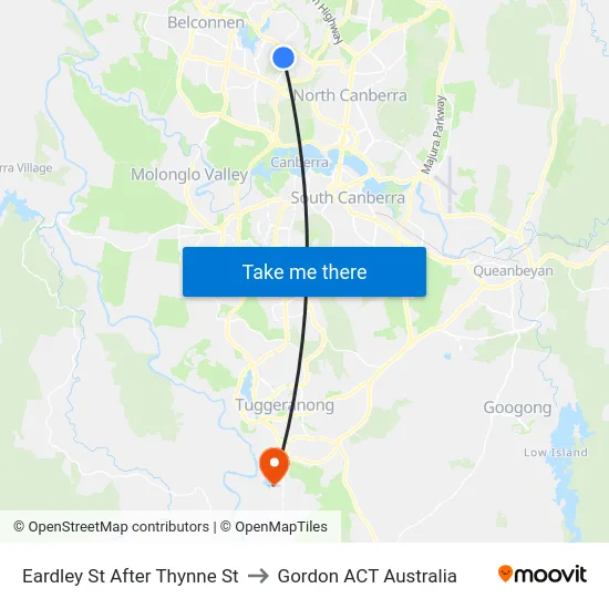 Eardley St After Thynne St to Gordon ACT Australia map