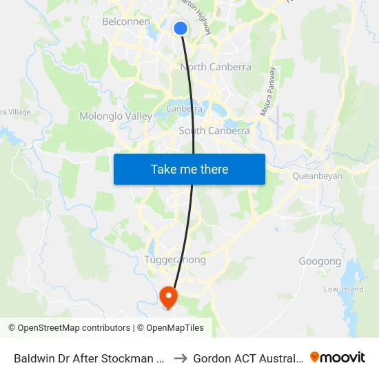 Baldwin Dr After Stockman Av to Gordon ACT Australia map
