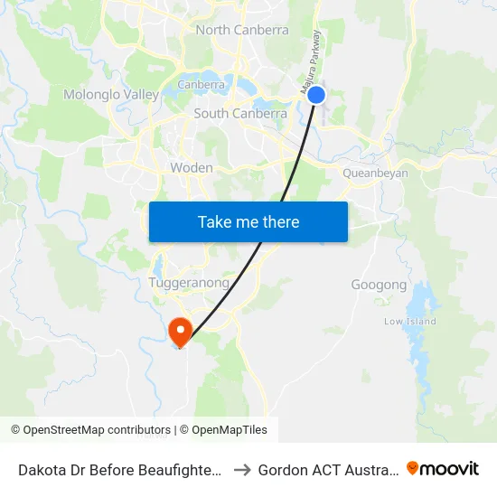 Dakota Dr Before Beaufighter St to Gordon ACT Australia map