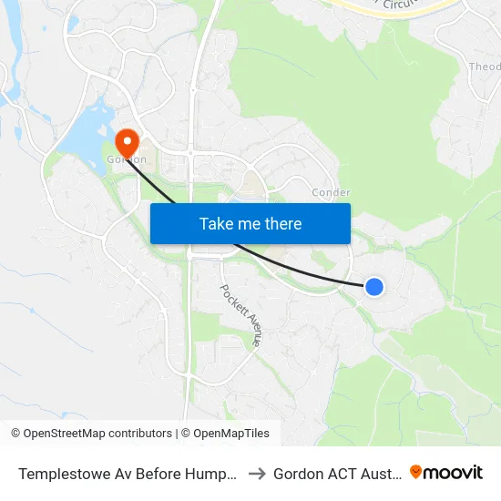 Templestowe Av Before Humphrey St to Gordon ACT Australia map