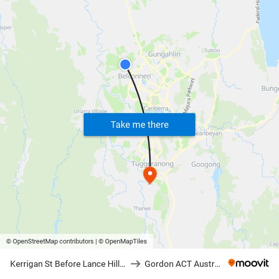 Kerrigan St Before Lance Hill Av to Gordon ACT Australia map