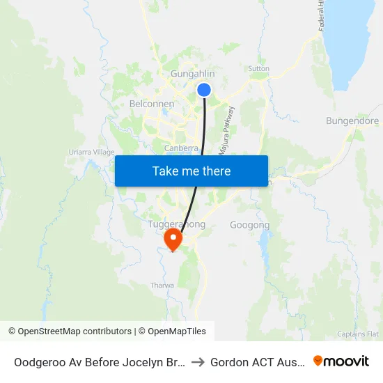 Oodgeroo Av Before Jocelyn Brown St to Gordon ACT Australia map
