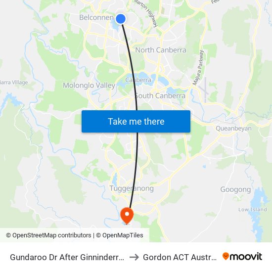 Gundaroo Dr After Ginninderra Dr to Gordon ACT Australia map