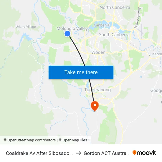 Coaldrake Av After Sibosado St to Gordon ACT Australia map