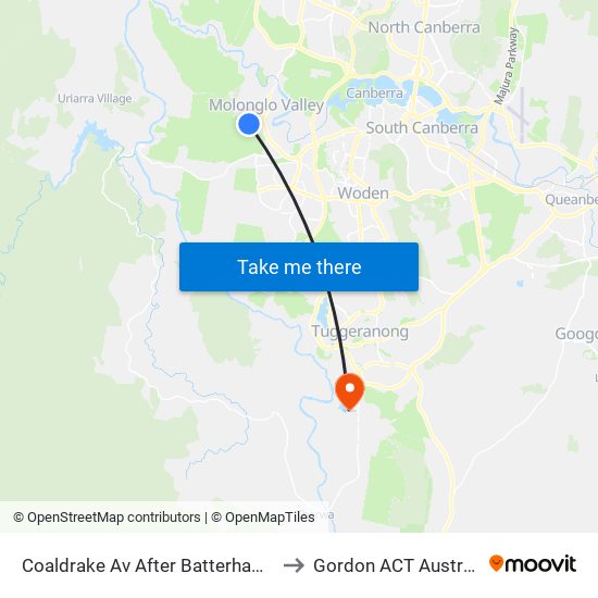 Coaldrake Av After Batterham Cr to Gordon ACT Australia map
