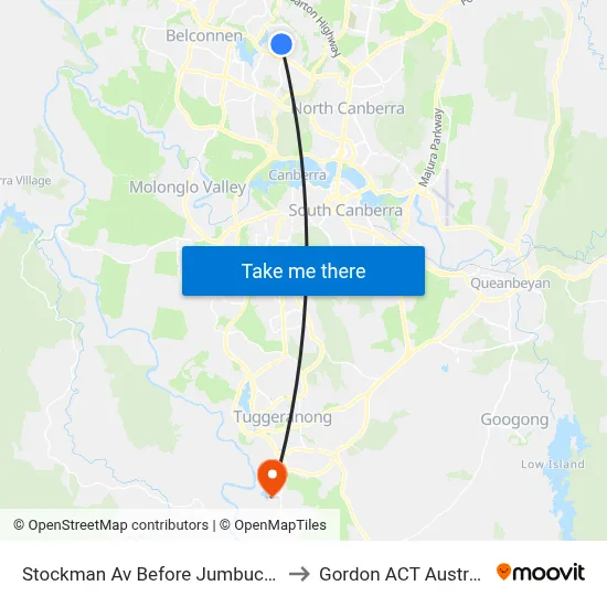 Stockman Av Before Jumbuck Cr to Gordon ACT Australia map