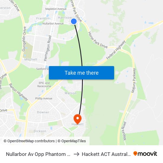 Nullarbor Av Opp Phantom St to Hackett ACT Australia map