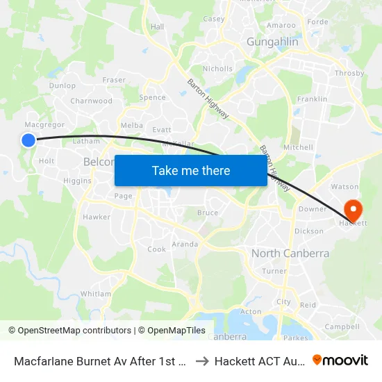 Macfarlane Burnet Av After 1st Eccles Cct to Hackett ACT Australia map