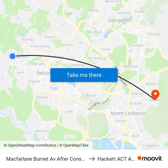 Macfarlane Burnet Av After Constance Stone St to Hackett ACT Australia map