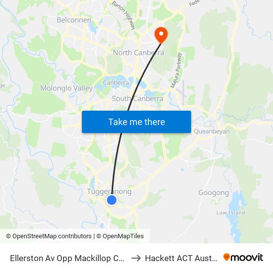 Ellerston Av Opp Mackillop College to Hackett ACT Australia map