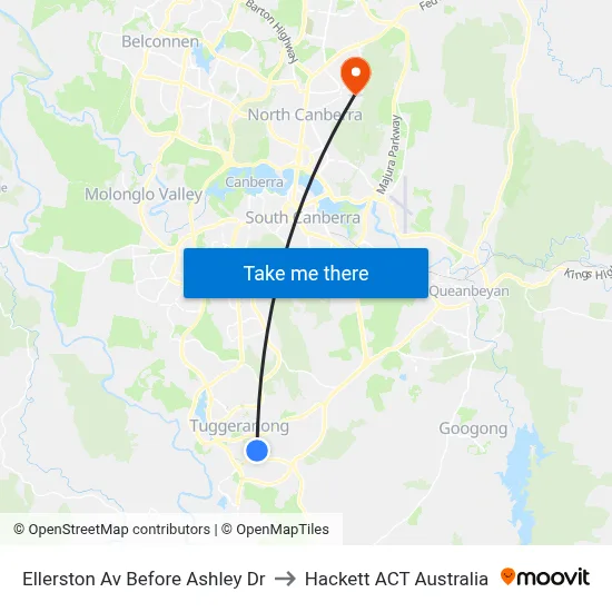 Ellerston Av Before Ashley Dr to Hackett ACT Australia map