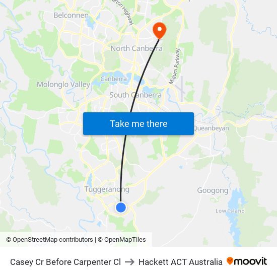 Casey Cr Before Carpenter Cl to Hackett ACT Australia map