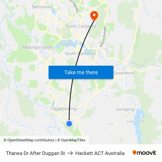 Tharwa Dr After Duggan St to Hackett ACT Australia map