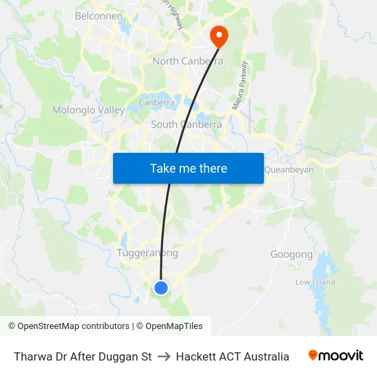 Tharwa Dr After Duggan St to Hackett ACT Australia map