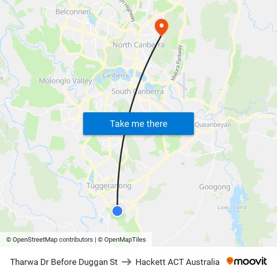 Tharwa Dr Before Duggan St to Hackett ACT Australia map