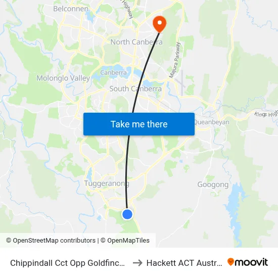 Chippindall Cct Opp Goldfinch Cct to Hackett ACT Australia map