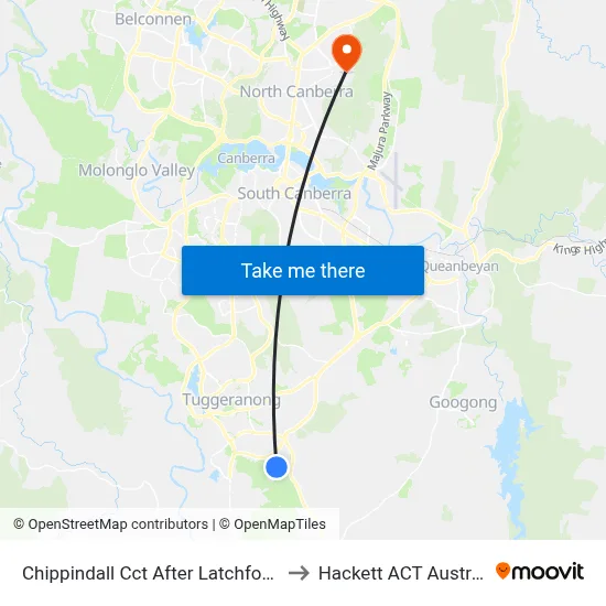 Chippindall Cct After Latchford St to Hackett ACT Australia map