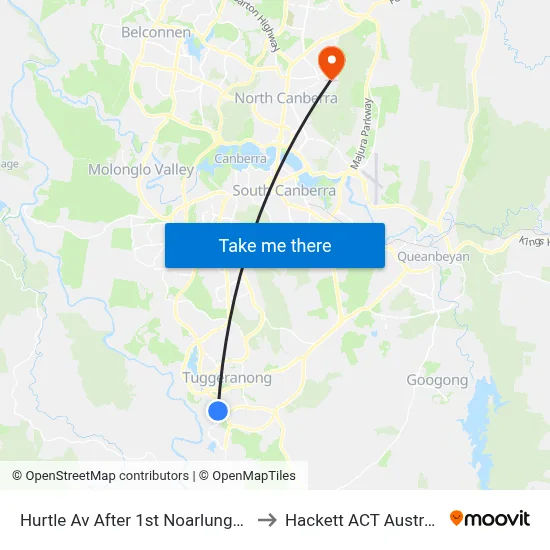 Hurtle Av After 1st Noarlunga Cr to Hackett ACT Australia map
