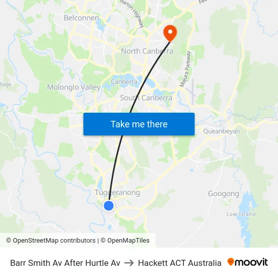 Barr Smith Av After Hurtle Av to Hackett ACT Australia map