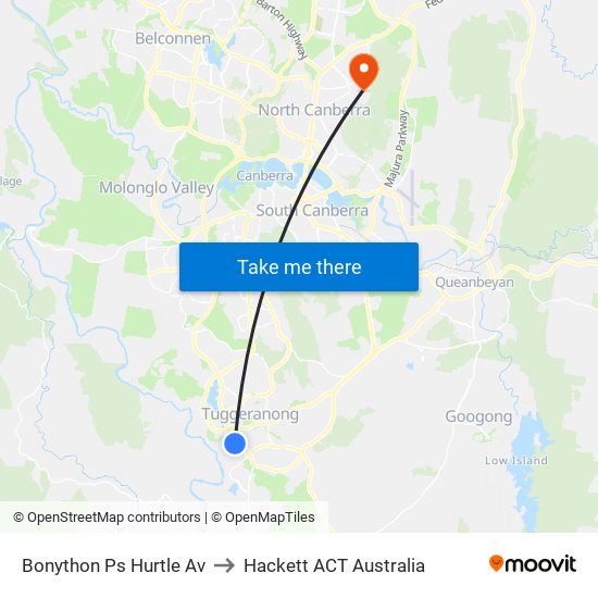 Bonython Ps Hurtle Av to Hackett ACT Australia map