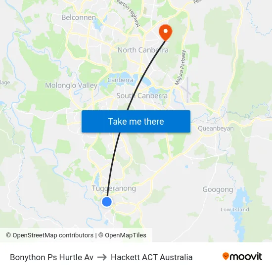 Bonython Ps Hurtle Av to Hackett ACT Australia map