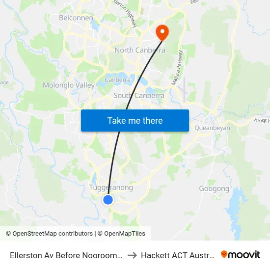 Ellerston Av Before Noorooma St to Hackett ACT Australia map