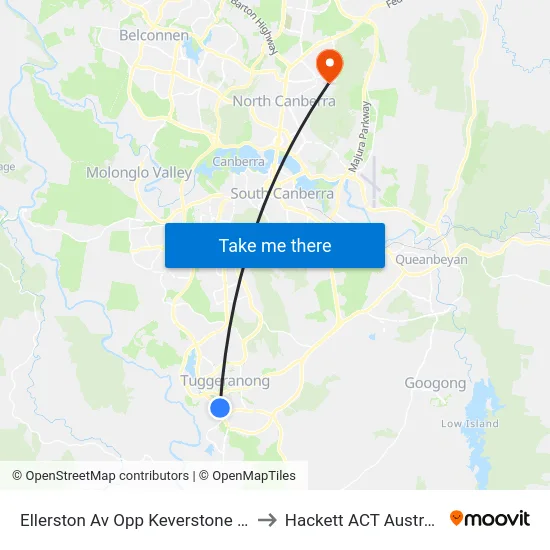 Ellerston Av Opp Keverstone Cct to Hackett ACT Australia map