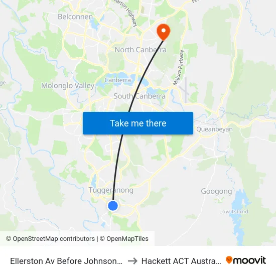 Ellerston Av Before Johnson Dr to Hackett ACT Australia map