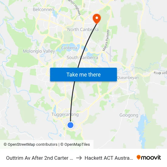Outtrim Av After 2nd Carter Cr to Hackett ACT Australia map