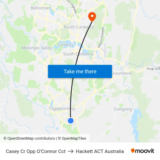 Casey Cr Opp O'Connor Cct to Hackett ACT Australia map
