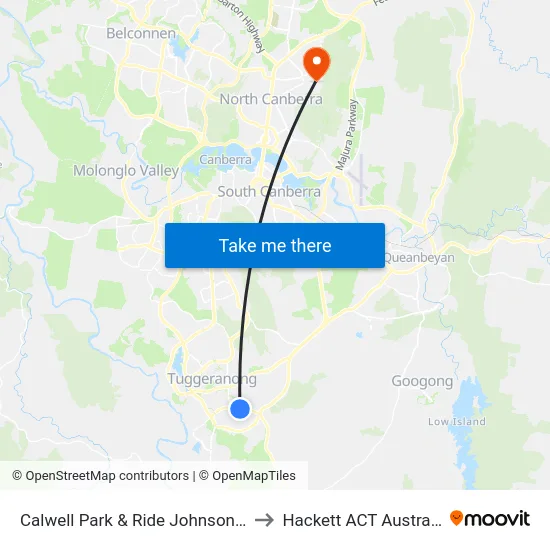 Calwell Park & Ride Johnson Dr to Hackett ACT Australia map