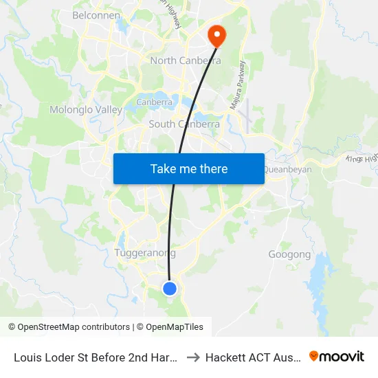 Louis Loder St Before 2nd Hartung Cr to Hackett ACT Australia map