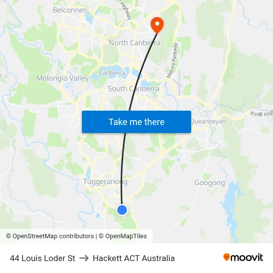 44 Louis Loder St to Hackett ACT Australia map