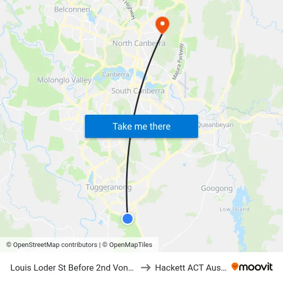 Louis Loder St Before 2nd Vonwiller Cr to Hackett ACT Australia map