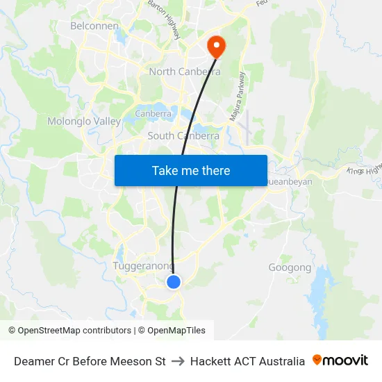 Deamer Cr Before Meeson St to Hackett ACT Australia map
