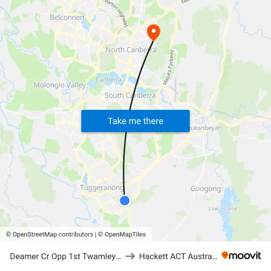 Deamer Cr Opp 1st Twamley Cr to Hackett ACT Australia map