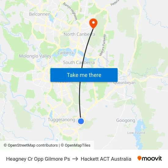Heagney Cr Opp Gilmore Ps to Hackett ACT Australia map