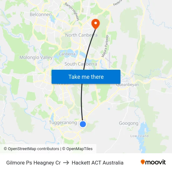 Gilmore Ps Heagney Cr to Hackett ACT Australia map